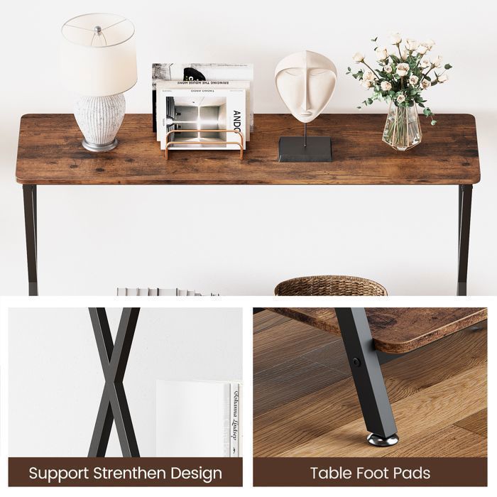 Table Console Industrielle Rustique - Meuble étroit En Bois Et Acier Pour Couloir