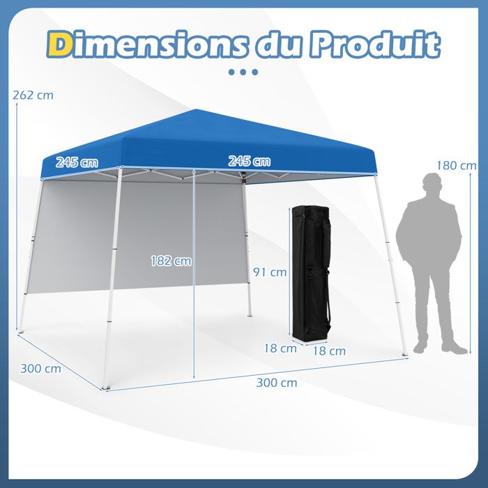 Tente à Bulles Pop-up COSTWAY 265x265cm - Transparente 5-6 Personnes Avec Sac Transport