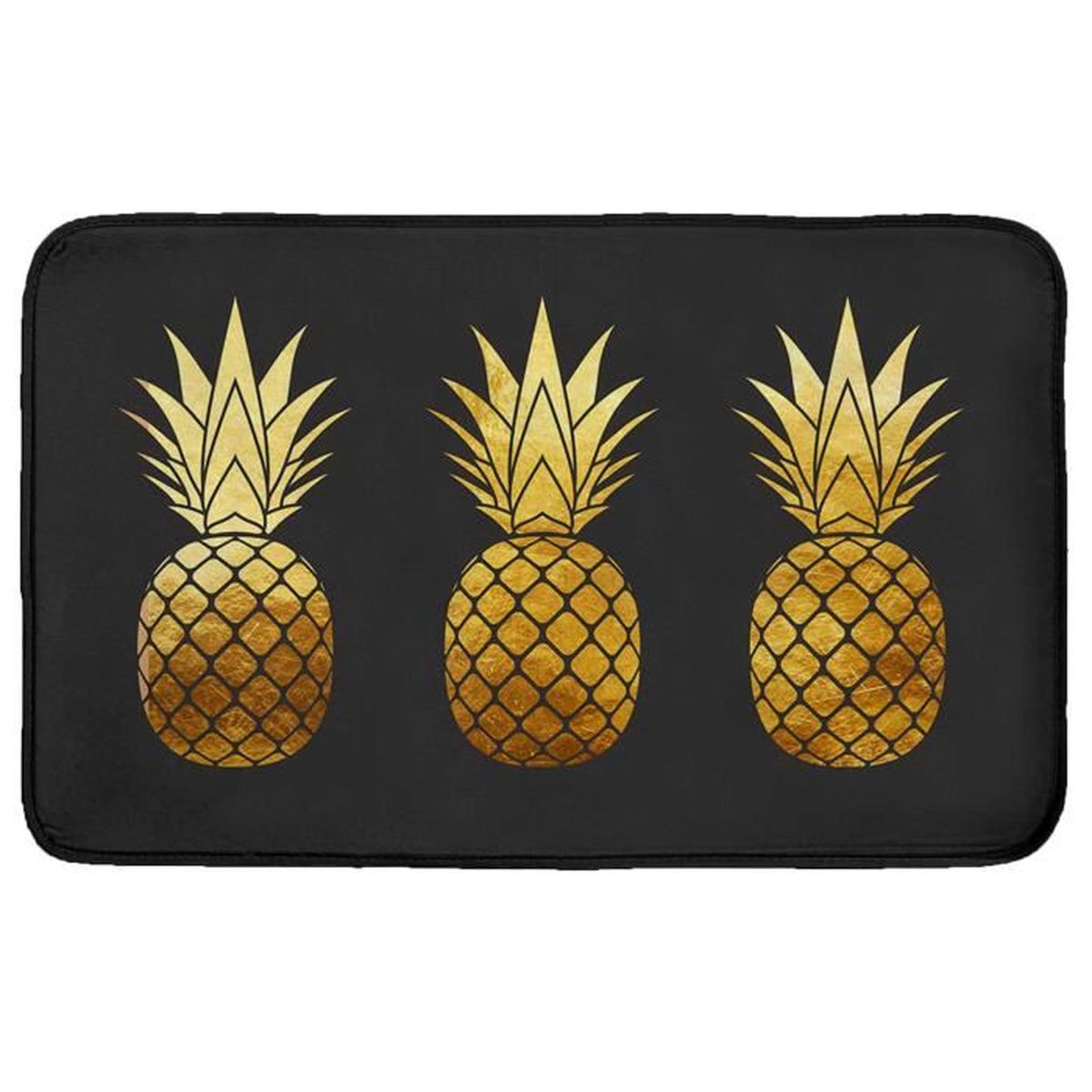Tapis rectangle 19 x 19 cm velours imprime trio ananas Or Tapis rectangle 19 x 19 cm velours imprime trio ananas Or