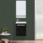 MOB-IN Meuble lave-mains noir carbone NEVADA avec robinet chromé et miroir tablette noire