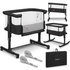 Lit bébé cododo LIONELO Aurora 3en1 - Réglage de la Hauteur et de l’Inclinaison - Jusqu'à 9 kg - Gris foncé