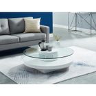 VENTE-UNIQUE Table basse RYHALI - Plateau pivotant - Verre trempé & MDF blanc