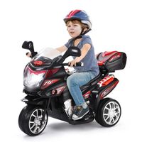 Moto Électrique Enfant 3 Roues - DREAMADE - Avec Phare, Musique et Boîte de Rangement - Noir