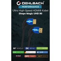 OEHLBACH Shape Magic 90 UHD Câble HDMI Ultra High Speed 2.1 8K certifié 48 Gbps connecteur coudé à 90 degrés,cuivre OFC 4K 120Hz,