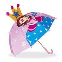Relaxdays Parapluie pour enfants motif princesse effet 3D fille garçon dès 3 ans forme cloche, rose 10022286_765