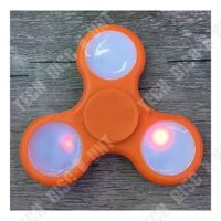 TD® Fidget Hand Spinner LED Lumineux-Jouet Triangle Adultes Enfants- Jeu de Doigts - Décompression, Anti-Stress - Orange