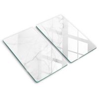 Planche De Cuisine En Verre Trempé Tulup 80x52 Cm, Aspect Marbre Blanc