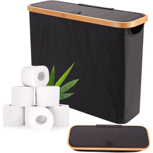 Panier de rangement pour papier toilette avec couvercle - Contient 12 rouleaux de papier toilette, support pliable pour papier toil - Bricolage