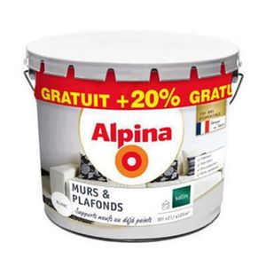PEINTURE - VERNIS Murs et plafonds acrylique satin blanc 10L+20% - P