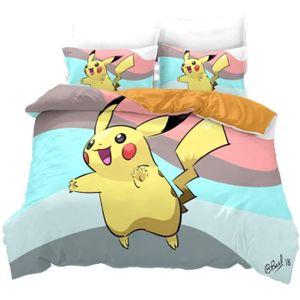 Housse De Couette avec 2 Taie Oreiller Pokemon - Pokémon - Pikachu Parure  De Lit 3 Pièces 200x200cm[458] - Cdiscount Maison
