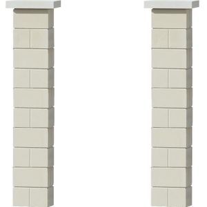 MURET - PILIER BÉTON Kit de 2 piliers de portail en béton – Blanc cassé – 30x30 cm