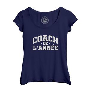 T-SHIRT T-shirt Femme Col Echancré Bleu Coach de l'année S