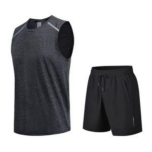 ENSEMBLE DE SPORT Ensemble de Vêtement Homme Sport - Respirant - Noir - Fitness - T-shirt et Short Été Confortable