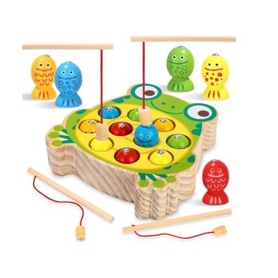 Jeu de pêche magnétique en bois pour les tout-petits de 1 à 3 ans, pêche à la grenouille, tri des couleurs, Montessori sensoriel préscolaire éducatif d'apprentissage de la motricité fine, jouets pour Jeu de pêche magnétique en bois pour les tout-petits de 1 à 3 ans, pêche à la grenouille, tri des couleurs, Montessori sensoriel préscolaire éducatif d'apprentissage de la motricité fine, jouets pour