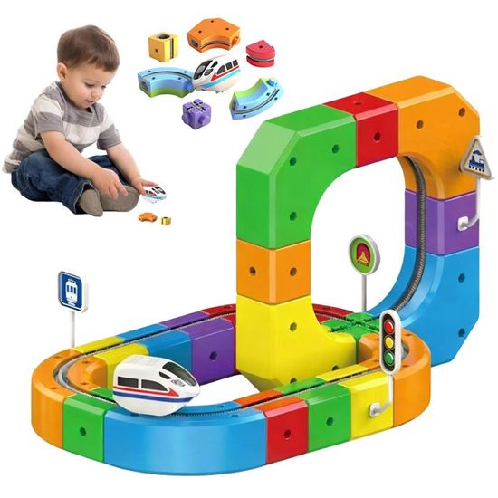 Clickrail - Kit De Train électrique Flexible Avec Cascades, Boucles 360° Et Ponts | Jeu Créatif Pour Enfants | Développe La Motricité Et L'imagination