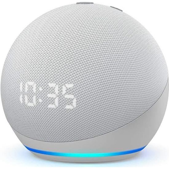 Nouvel Echo Dot (4e génération), Enceinte connectée avec horloge et Alexa, Blan