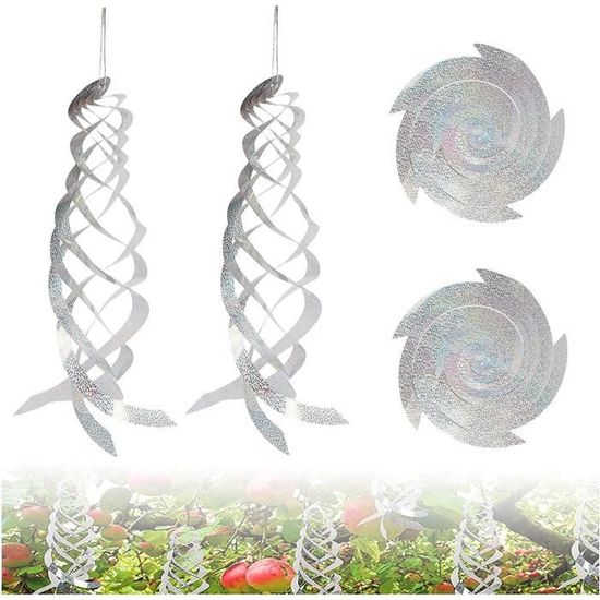 15 Répulsifs Oiseaux Réfléchissants En Spirale - 29,5 Cm, Argent, Pour Jardin, Balcon, Verger