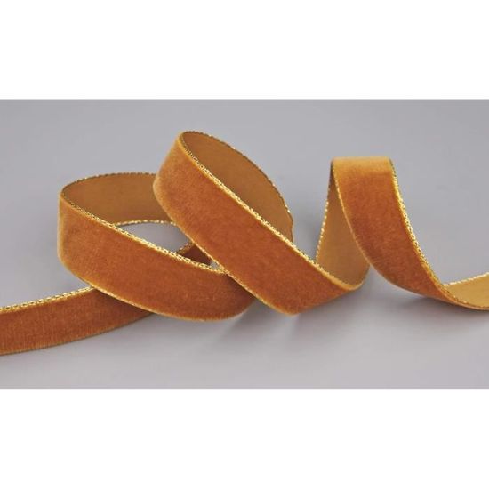 MAYREEL Ruban De Velours Doré De 5,1 Cm X 2,7 M Avec Bords Effilochés à La Main Avec Bord Brut Pour Bouquet De Mariée, Invitations, Mariage, Livres De Vœux, Panier Cadeau, Nœuds