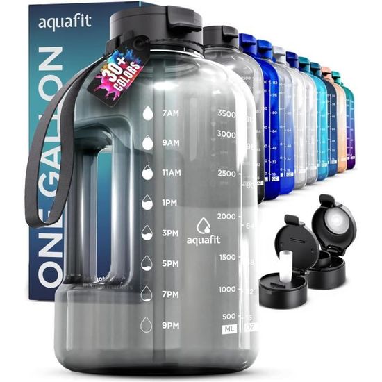 HYDRAGLAZIC 960ml Bouteille d'eau en Verre avec Paille et couvercle