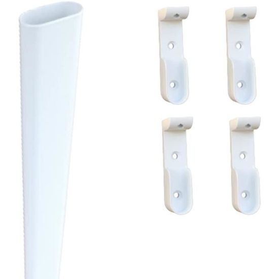 Evotrade Tringle à vêtements chromée 15 x 30 mm x 2 m de long + 4 supports latéraux