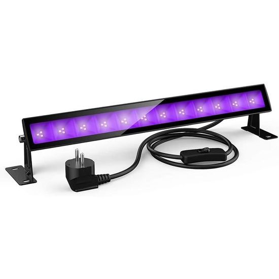 24W UV LED Barre, Tube Lumière Noire, 36 LEDs UV-A Violet Lampe Violette, IP66 Étanche Extérieur Projecteur UV Eclairage pour N 70