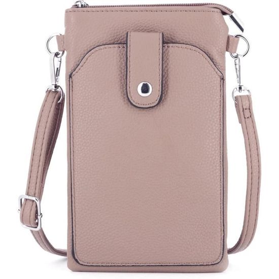 Sac Bandoulière Femme VOHONEY Noir - Petit Sac Main Cuir Imperméable - Portefeuille Et Téléphone