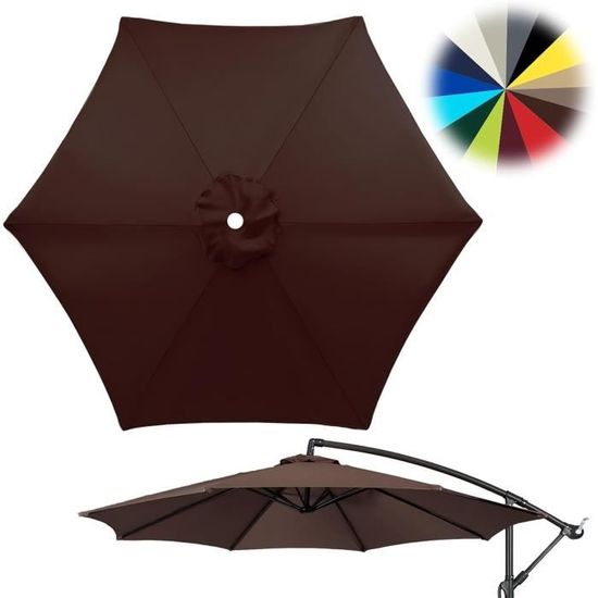 Housse De Remplacement Demi-Parasol 300cm 5 Baleines - Toile Pour Parasol De Jardin, Terrasse, Balcon - 11