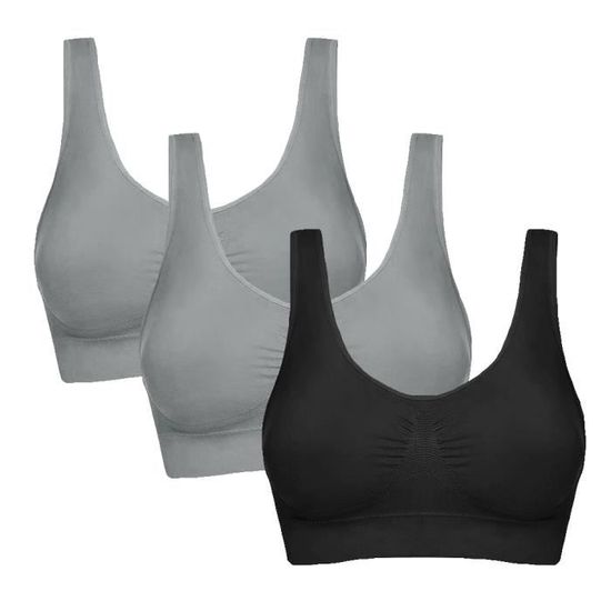 Brassière Sport Femme TISSAIA 2 En 1, Noir Et Gris, Taille S, Fitness, Yoga, Running