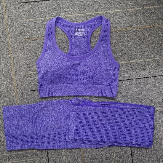 Ensemble Yoga Femme Sans Couture - Gilet Dos Nu Et Leggings Séchage Rapide - Course, Fitness, Pilates - 6
