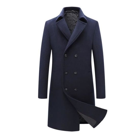Oanviso Manteau Homme Long En Laine Vintage – Trench Coat Chaud Boutonné, Pardessus Élégant Grande Taille Coupe-Vent