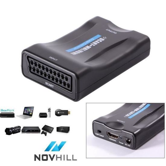 Tihokile Adaptateur HDMI Peritel, Convertisseur HDMI vers Péritel  Compatible avec NTSC PAL HDMI 1.3 pour Sky HD Blu Ray PS3 TV VCR VHS :  : High-Tech
