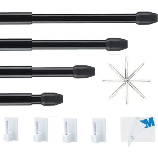 GABRIELLE 4 Pièce Barres De Vitrage Extensible Tringle Rideau Sans Percage Reglable Tringle A Rideau Pour Fenetre Pvc Pour Rideaux En Maille Et De Crochets Rideau Adhesiveblanc40 60cm 76577437