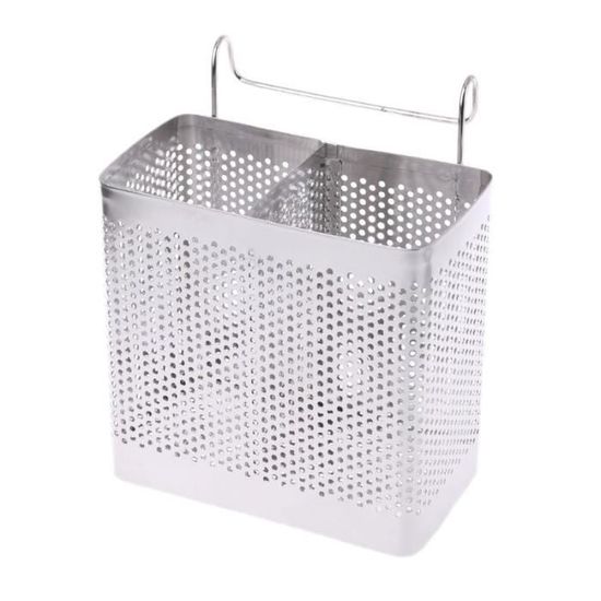 Porte-couverts En Acier Inoxydable - Organisateur De Rangement Pour Cuillères, Fourchettes - Avec Trous De Drainage, Style Noir