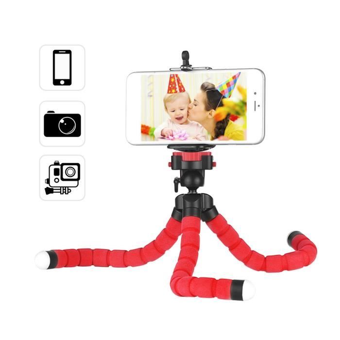 Support de trépied mini-éponge flexible Octopus avec clip Smartphone Vis 1-4 pouce pivotant à 360 ° pour Rotule pour iPhone H