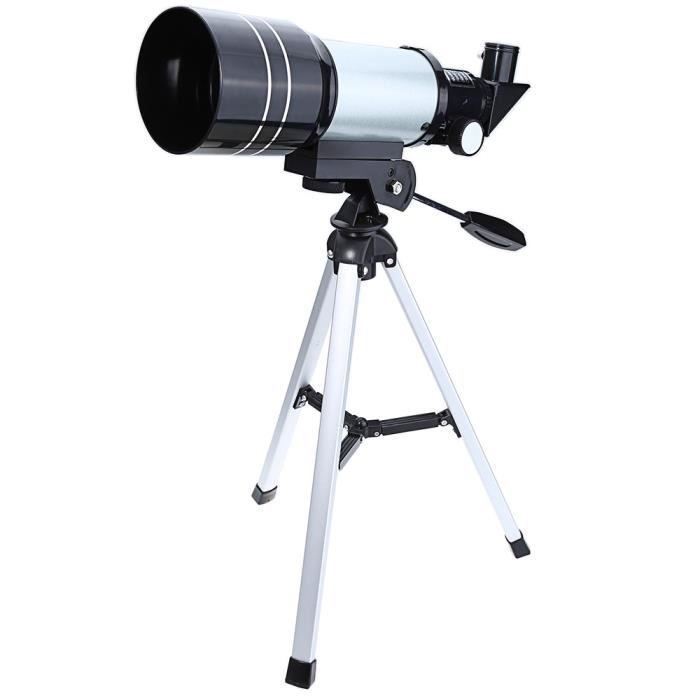 Télescope astronomique spatial,150X Télescope monoculaire extérieur avec trépied portable pour professionnel Adultes Enfants, argent