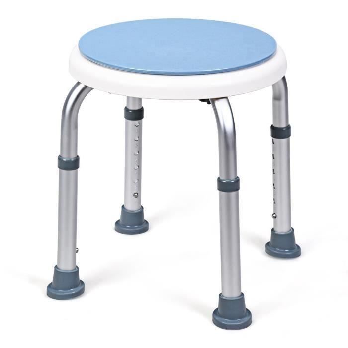 LAIZERE® Siège de Douche 360 rotation tabouret de Douche Chaise de Douche à Hauteur réglable rond banc de Bain