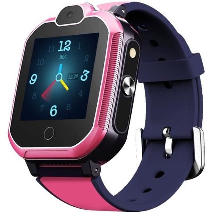 4G Montre Connectée Enfants Rose, GPS Positionnement Appel Vidéo Caméra Étanche SOS Montre Intelligente Pour Fille Garçon Cadeau