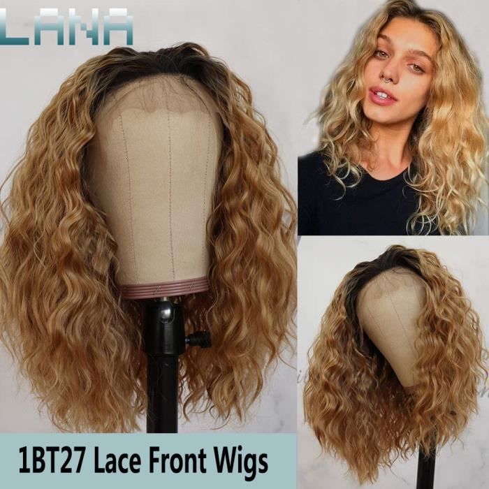 PERRUQUE FEMME LACE FRONT WIG 1BT27 REMY CHEVEUX NATUREL MALAISIEN -12POUCES ONDULÉ