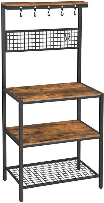 Étagère cuisine rangement multi usage style industriel marron et noir 12_0000548