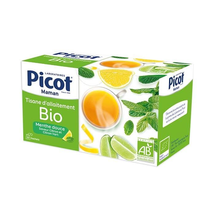 Picot Maman Tisane d'Allaitement Menthe Douce Saveur Citron Bio 20 sachets