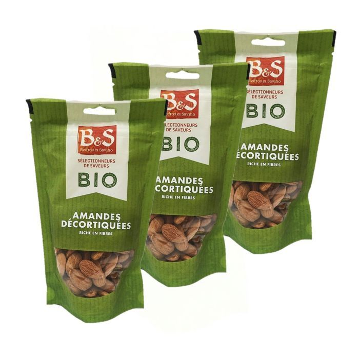 Lot 3x Amandes décortiquées BIO - B&S - paquet 125g