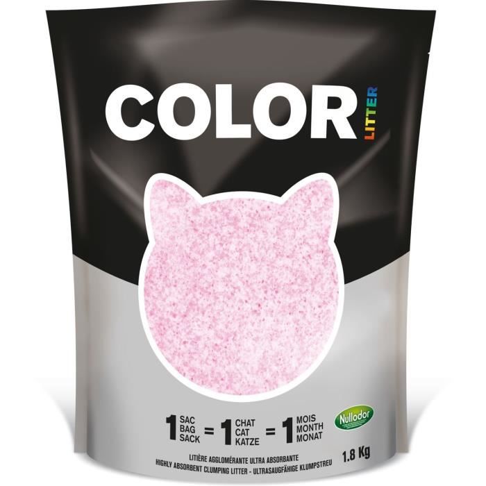 Nullodor Litière en Silice Agglomérante pour Chat 1,8 kg Rose - Par DEMAVIC