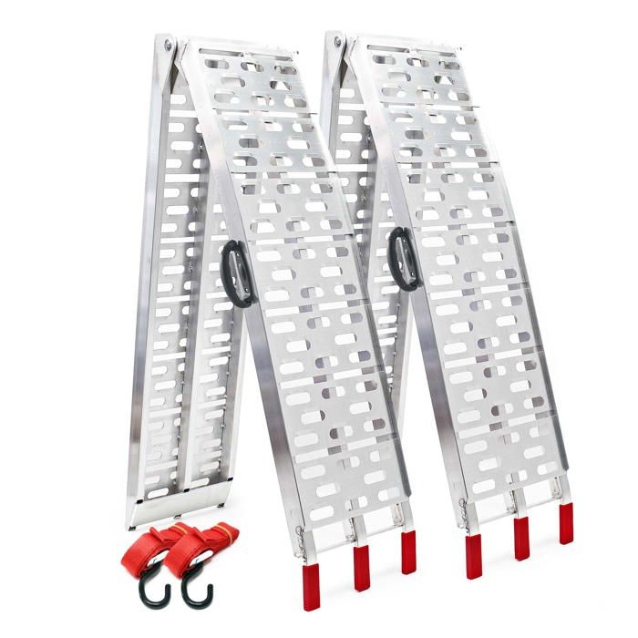 2x Rampe de chargement Moto ATV Pliable Aluminium Rail d'accès 226cm 680kg - 30219