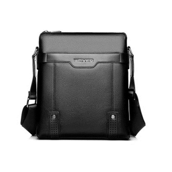 sac Sacoche bandoulière homme cuir Porte-documents Sac d\'affaires-Noir