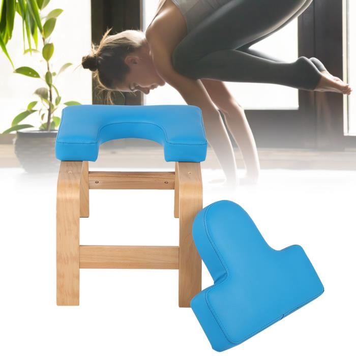 Chaise d'inversion de yoga bleu en bois tabouret à l'envers banc d'exercice de sport (bleu) HB017