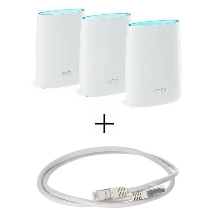 PACK NETGEAR RBK53S Système WiFi mesh tri-band + CONTINENTAL EDISON Câble RJ45 cat.6