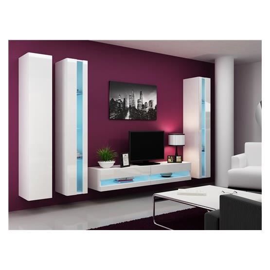 Ensemble Meuble tv mural ALARMO blanc