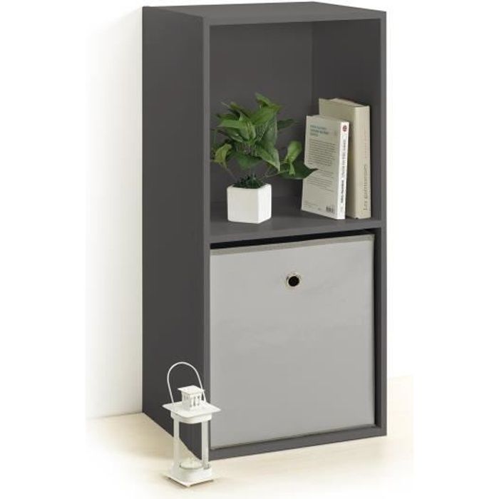HOMEA Cube de rangement avec 2 niches 67,6x34,4x29,5 cm gris