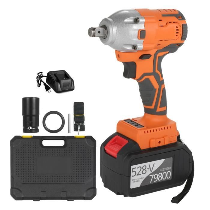 Clé à chocs sans fil sans balais 1-2 pouce 380Nm à couple élevé 6.0A Li-ion Batterie Chargeur rapide à vitesse variable avec p-R