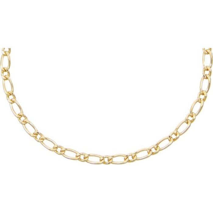 Collier/Chaine Maille Figaro Alternée 1+1 - Or Jaune Véritable - Homme